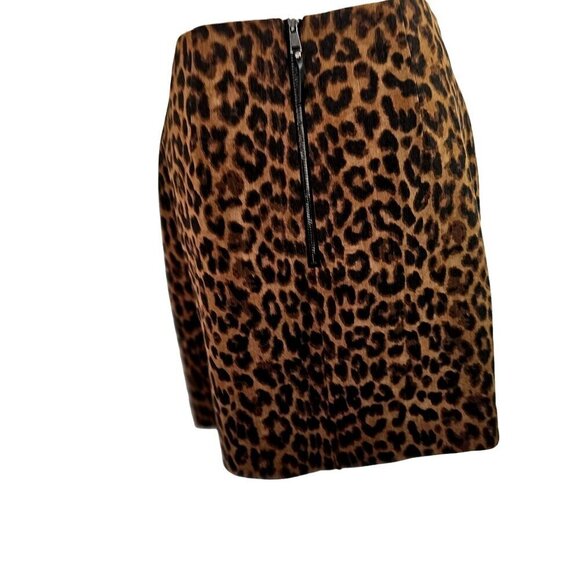 Ann Taylor Animal Print Asymmetrical Short Skirt Size 0 Stretch Wool Blend NEW - Picture 4 of 9